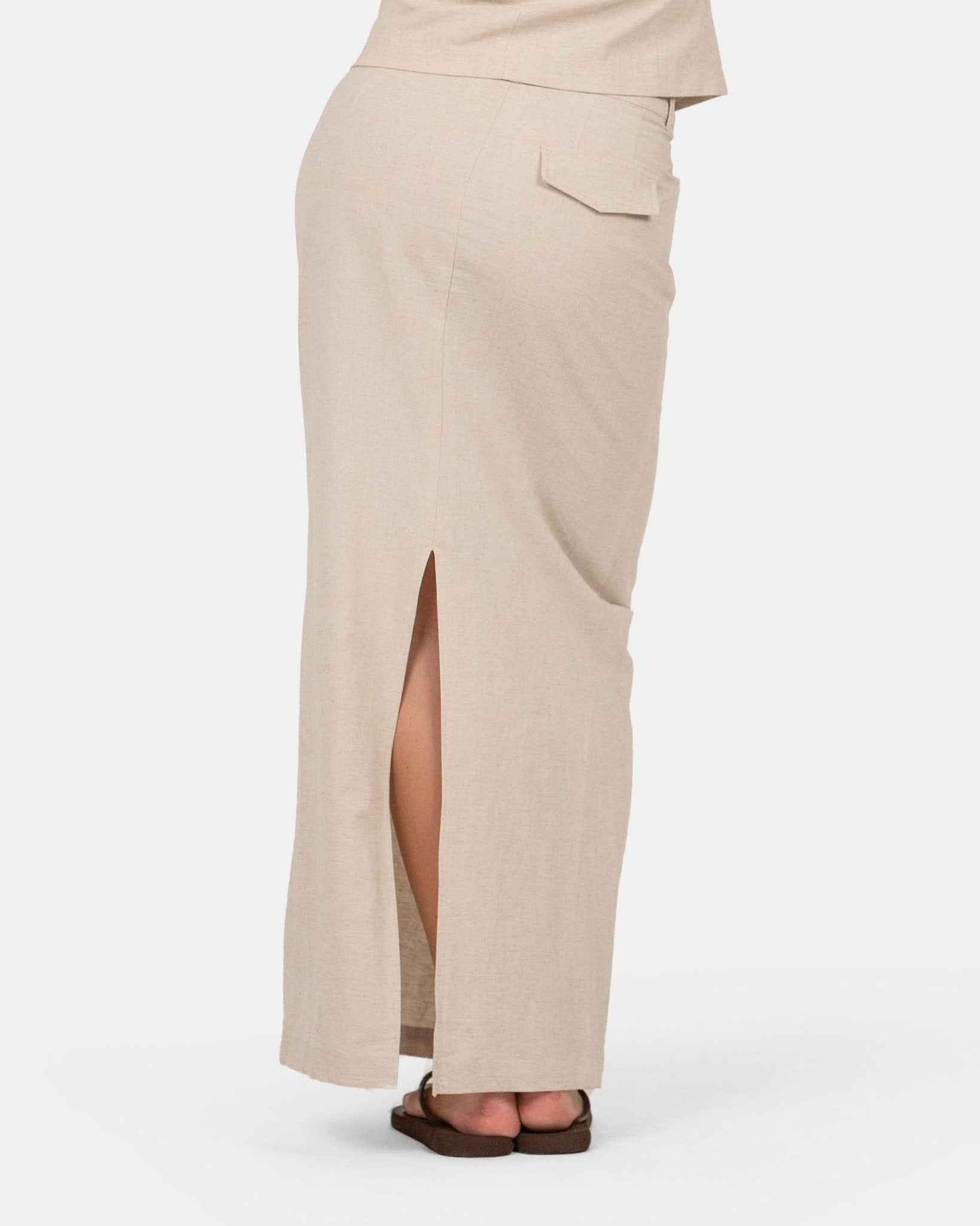 Hør Nederdel Beige | Skagen - clothing.dk